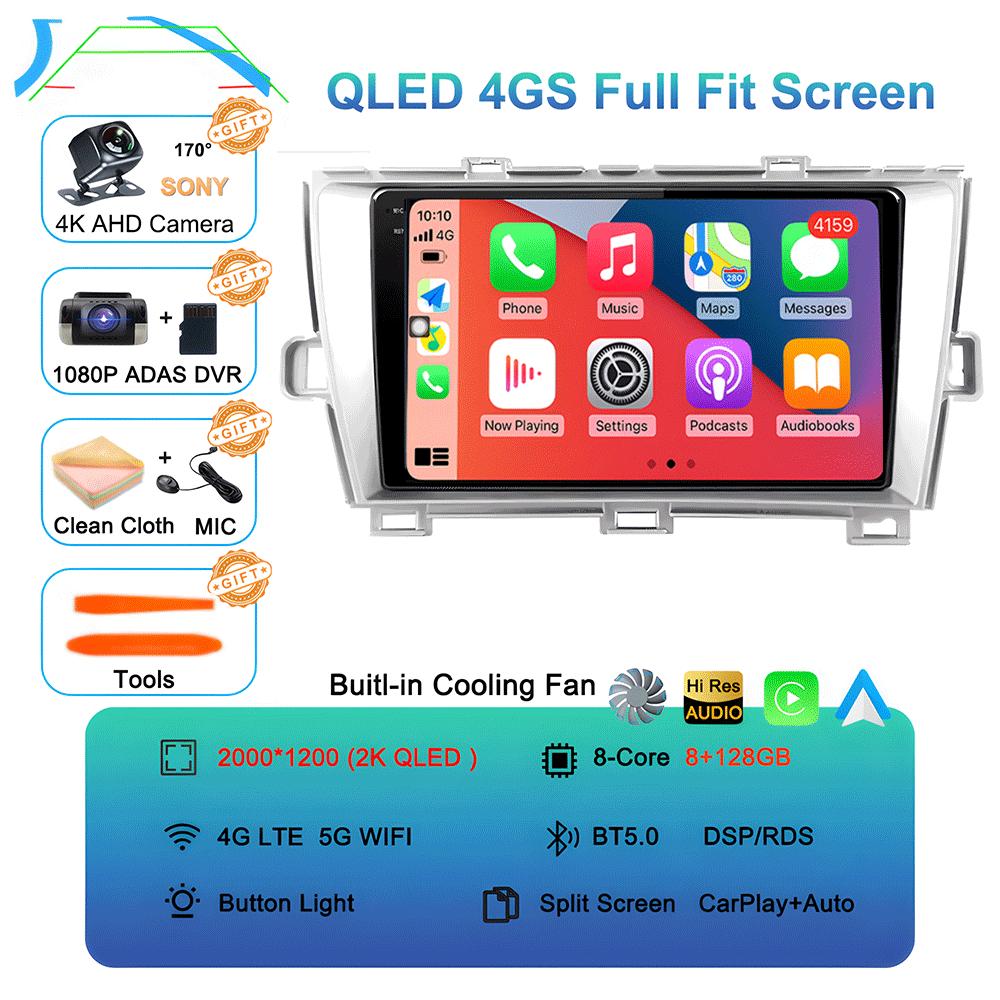 Android 14 для Toyota Prius XW30 30 2009-2015 GPS стерео автомобильное головное устройство QLED навигация без 2DIN автомобильного радио мультимедийный проигрыватель DVD