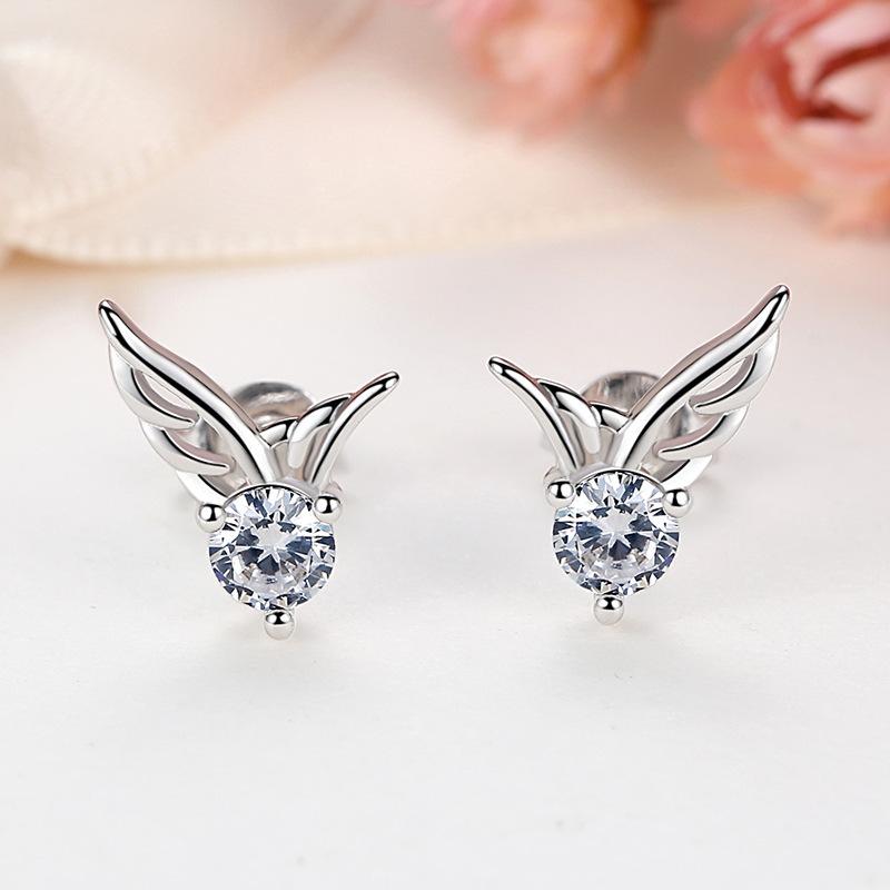 Angel Wings Earrings Female Cute Small Mini Diamond Wings Earrings Niche Design Earrings