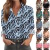 Women's Shirt Blouse Print Button Long Sleeve Casual Basic Shirt Collar Regular Top With Pockets