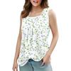 Square Collar Tank Top Women Print Tank Tee Casual Loose Fit Sleeveless Shirt