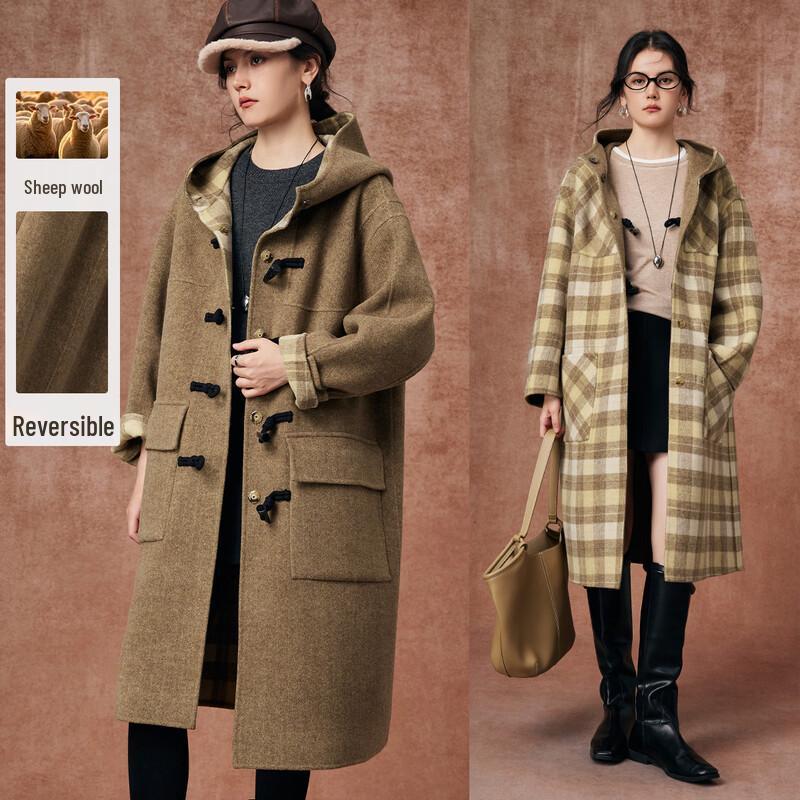 French-Style Reversible Wool-Blend Hooded Trench Coat