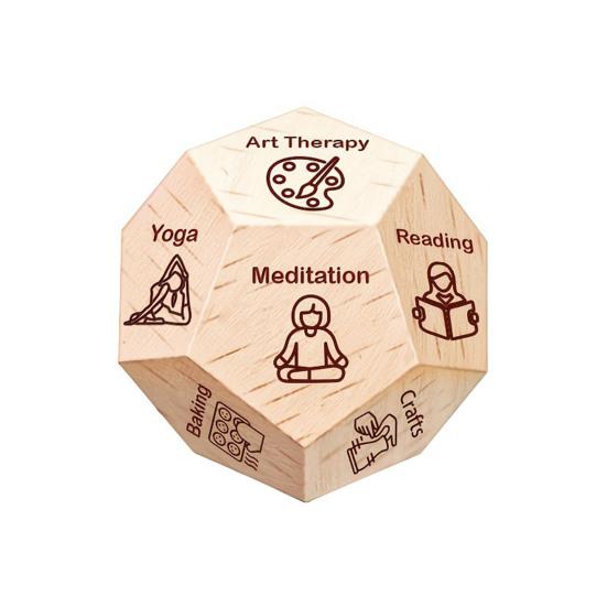 Деревянный кубик для медитации, принятия решений, снятия стресса, 12-гранный, для определения оздоровительной активности