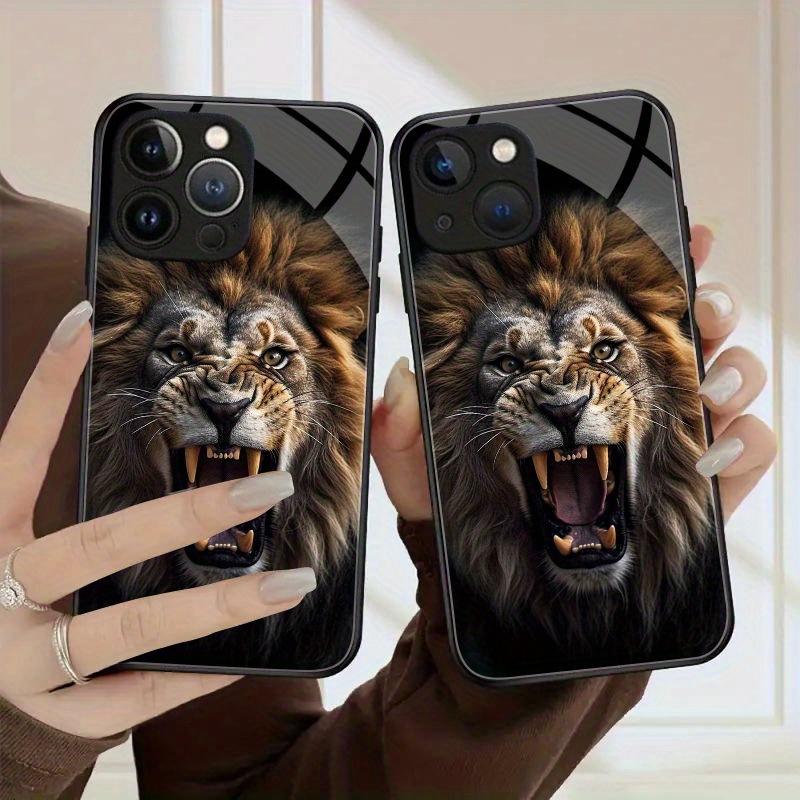 Закаленное стекло с рисунком льва для телефона, подходит для iPhone 17, 16, 15, 14, 13, 12, 1 Pro/Max/Plus, устойчивое к царапинам и ударам