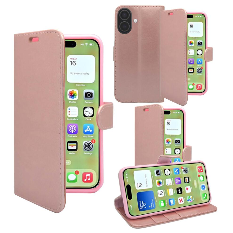 (Rose Gold) For Apple iPhone 17 Wallet Flip PU Leather Card Slot Pouch Case