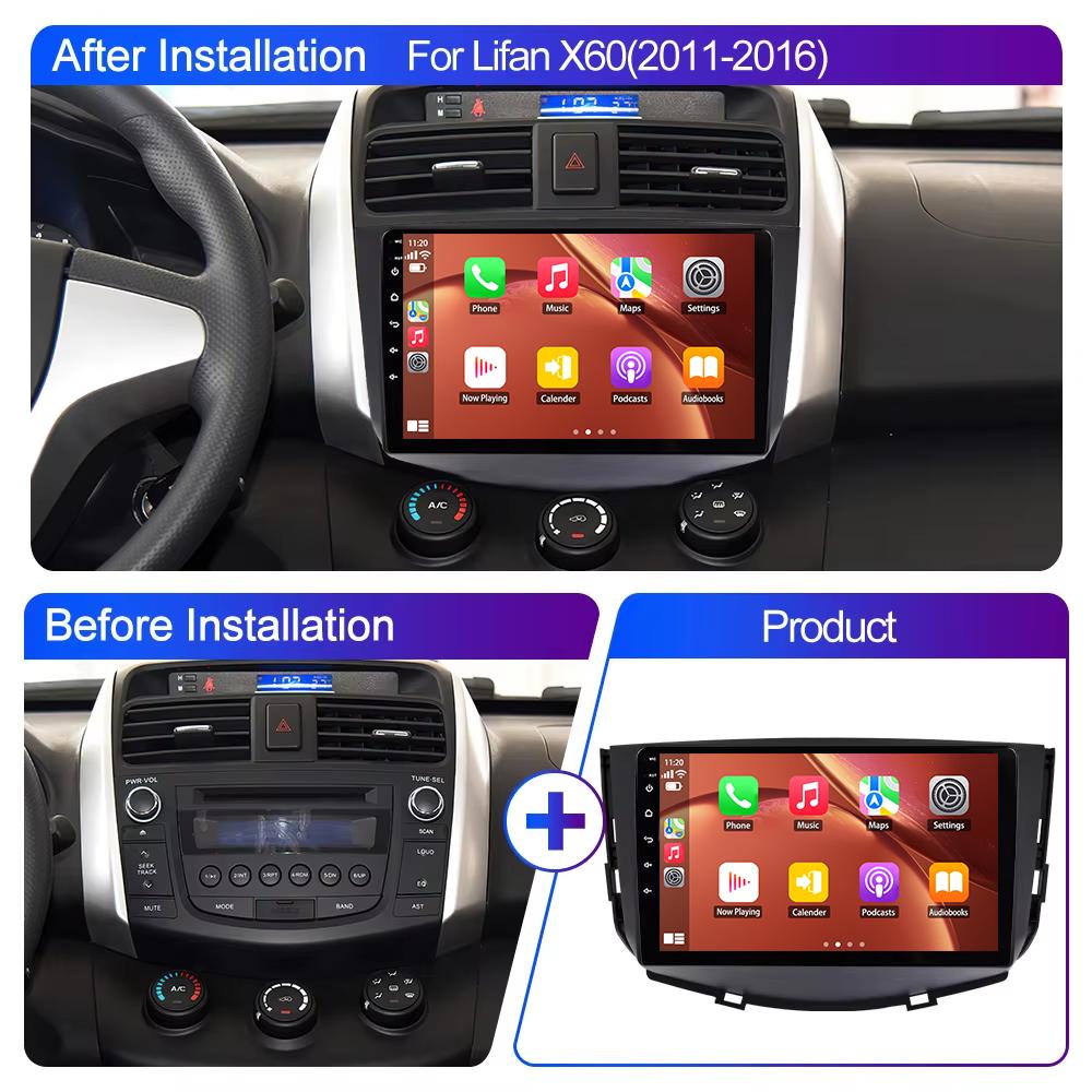 Android Carplay Auto 4G+WIFI Car Radio For Lifan X60 X 60 2011-2016 2 Din Navigation GPS Multimedia Video Player Head Unit BT