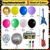 80s 90s Theme Party Decorations  Retro Rock Music Balloon Garland Arch Kit with Rainbow Balloons   Disco Ball Boombox Bass Guitar Microphone Foil
