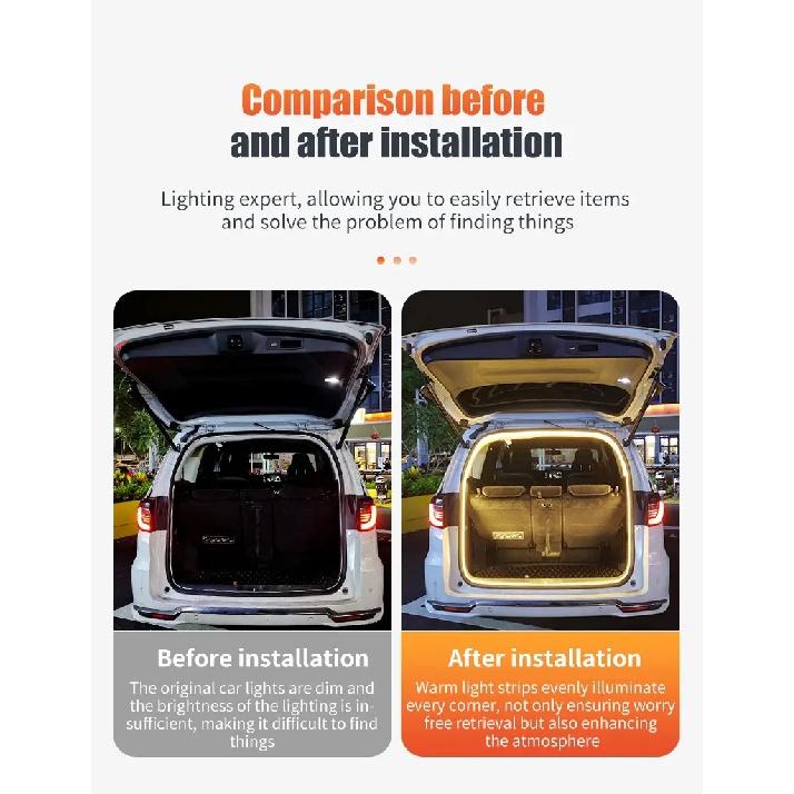 12V Car Rear Trunk Brighten LED Strip Modified Lighting for Waterproof Flexible Light Universal connector Plug & Play 4m