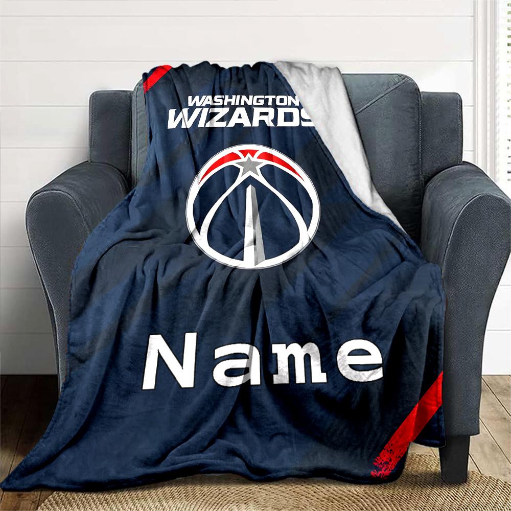 Washington Wizards Logo Four Seasons Blanket Customized With Your Name Lightweight And Warm Perfect Gift For Home Office Camping Sofa Travel Beach