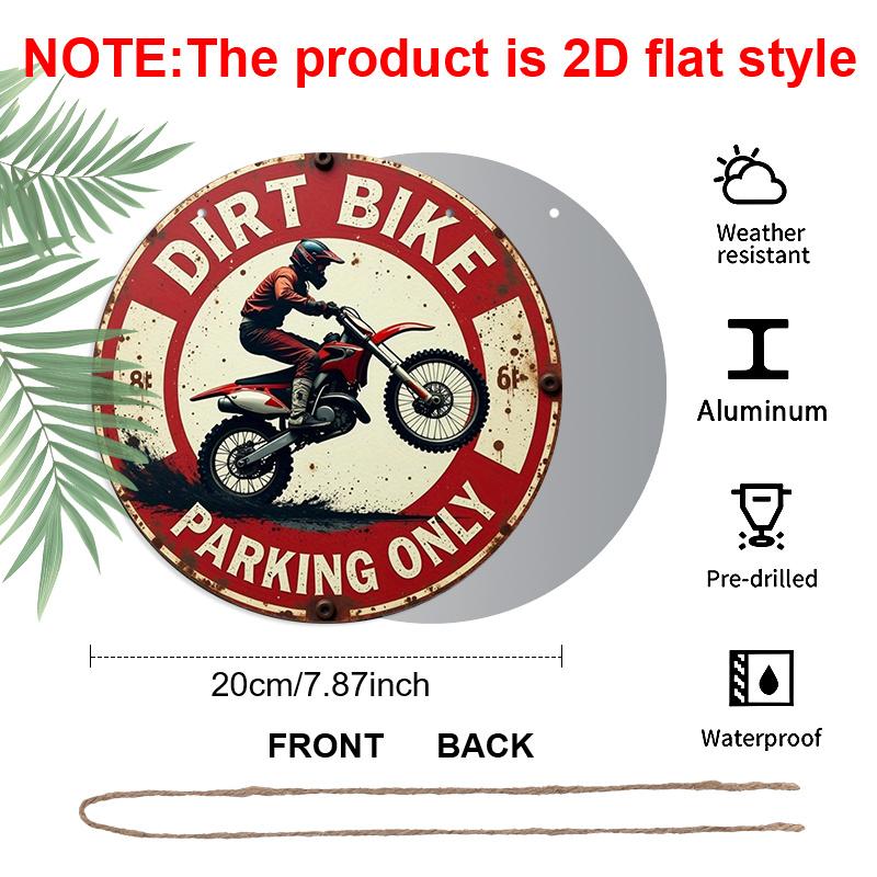 2D Flat 1pc, 8x8 in, Printed Aluminum Metal Signage, Motocross Exclusive Parking Area Theme Decoration, Suitable for Door Decoration, Wall, Home