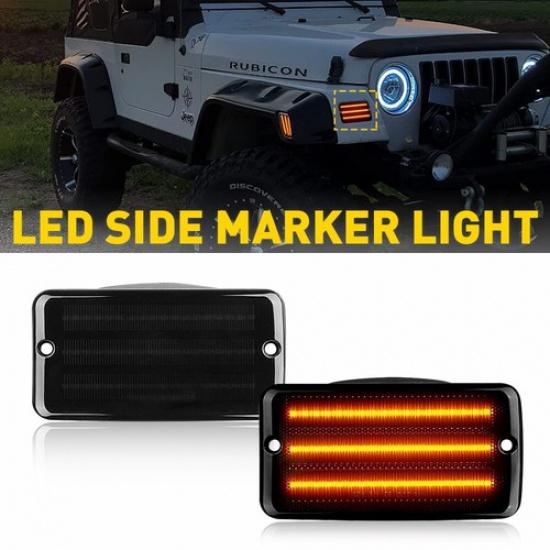 LED Front Fender Side Marker Bumper Signal Lights For 97-06 Jeep Wrangler TJ EOA