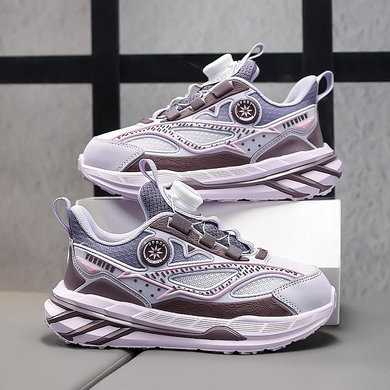 Youth style shoes Girls Chunky Sneakers Teens Lightweight Breathable PU Upper Anti-Slip Rubber Sole Casual Shoes