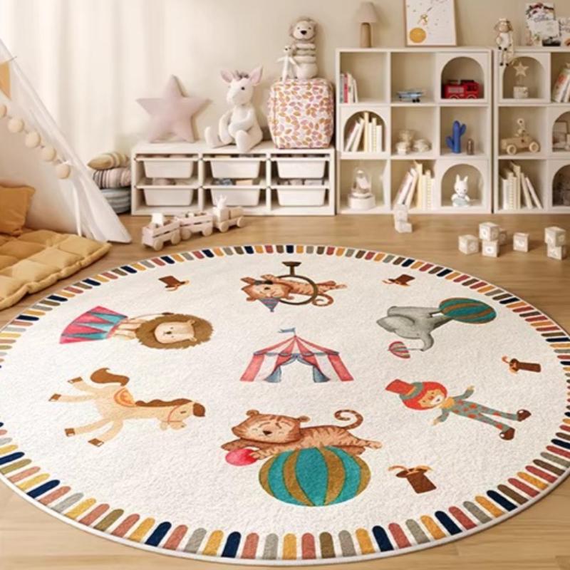 Children's Carpets for Living Room Cartoon Cute Bedroom Decor Carpet Fluffy Soft Round Plush Rug Large Area Home Thick Floor Mat