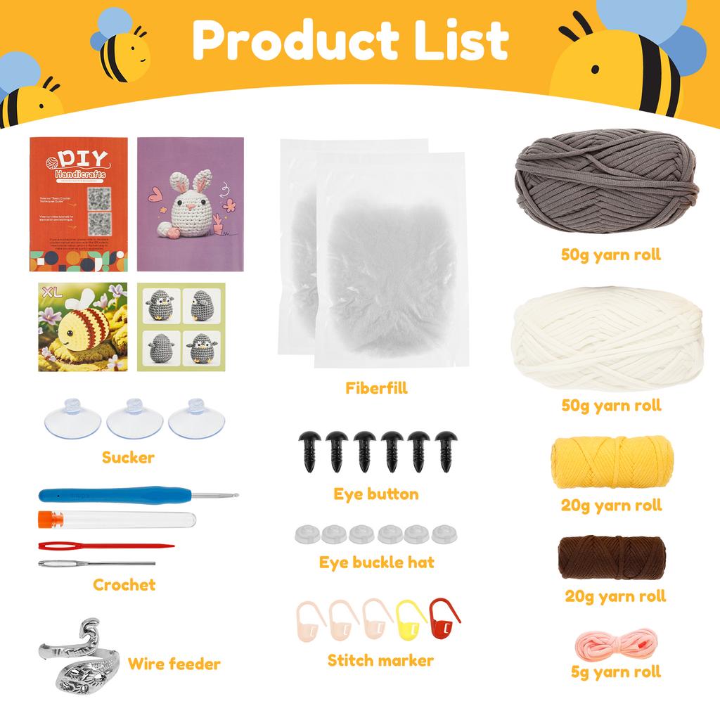 Шерстяная пряжа Милый животный набор для вязания крючком Рождественский подарок Веселое DIY рукоделие Набор для вязания крючком для начинающих Набор для вязания крючком Любителям рукоделия Инструменты для вязания