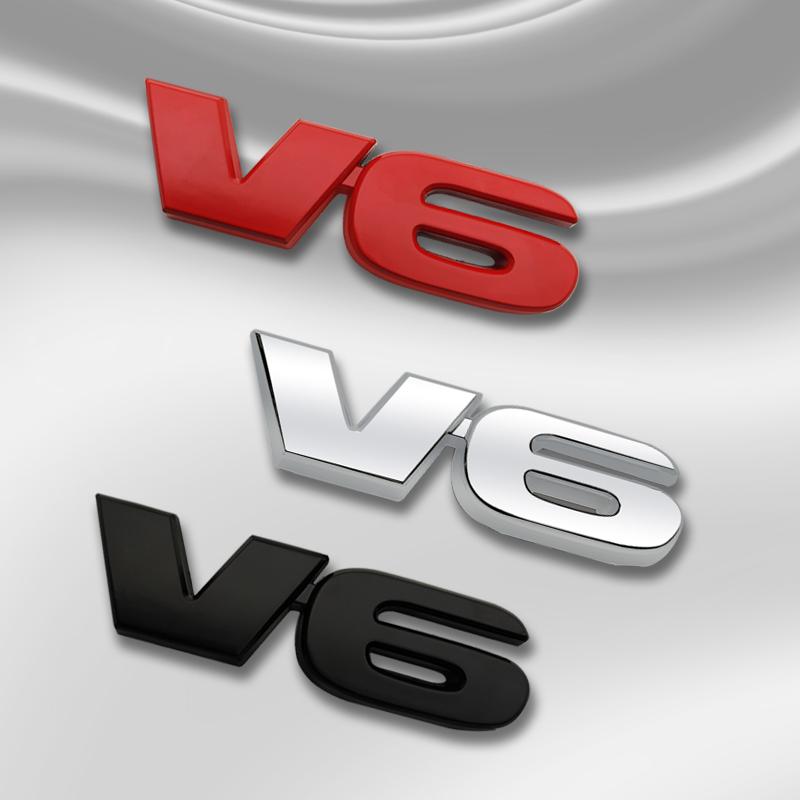ydjcv7 3D Car V6 Design Grille Badge Front Emblem Rear Trunk Body Sticker For Toyota 2019 4runner rav4 Tundra Corolla Ford Accessory
