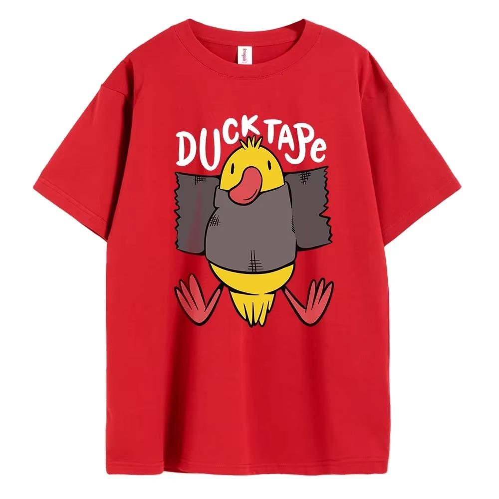 2024 Лето Новый мужской 100% хлопок Утенок с английским буквенным принтом Высокое качество Повседневный уличный спортивный модный круглый вырез Топ S-4XL