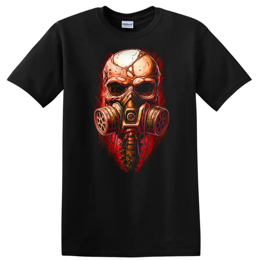 Gas Mask Skull T Shirt Horror Art Graphic Tee Design for Halloween Lovers