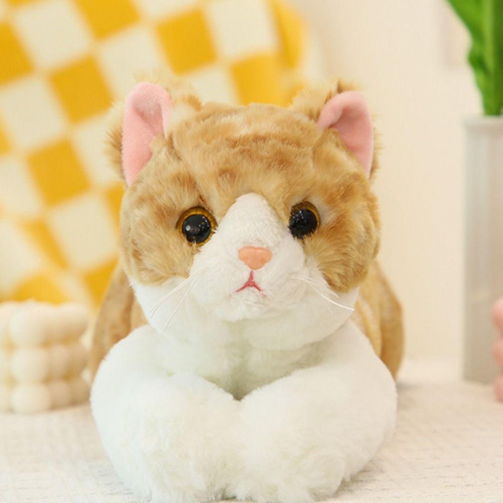 50cm Size Imitation Lying Cat Plush Toys Hairy Texture Cute Lying Cat Doll Pet Kitten Pillow