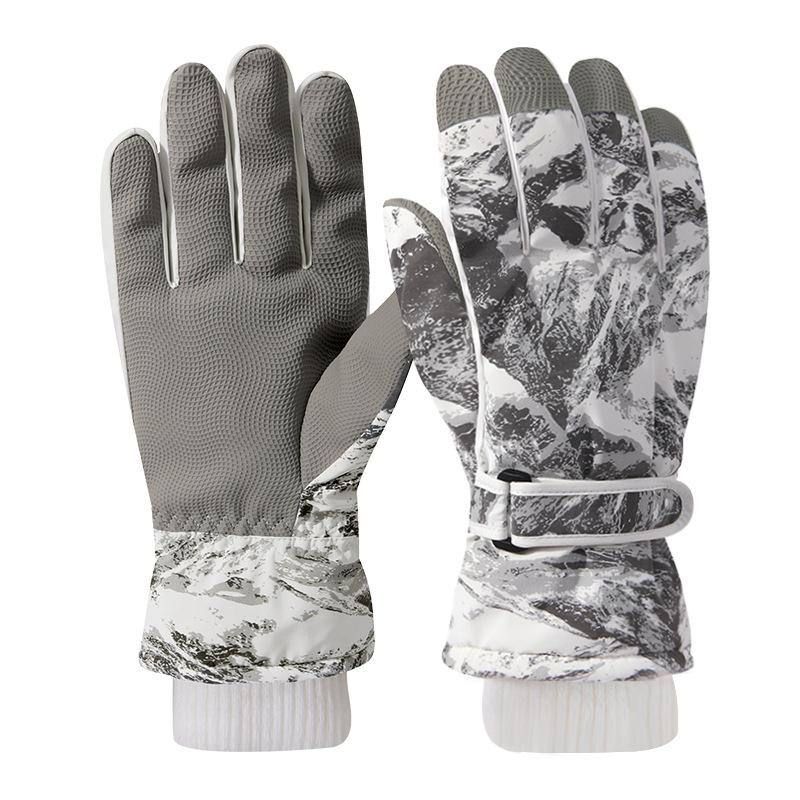 New ski gloves, snow-capped mountains, outdoor velvet protective touch screen, winter thermal gloves, mountain climbing and cycling gloves