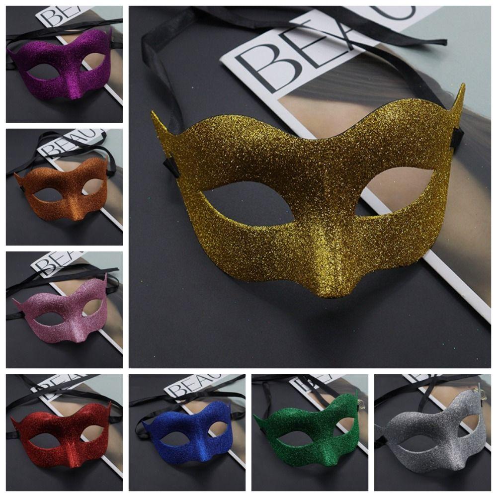 Party Supplies Half Face Masquerade Mask Plastic Halloween Masks Retro Glitter Mask  Party