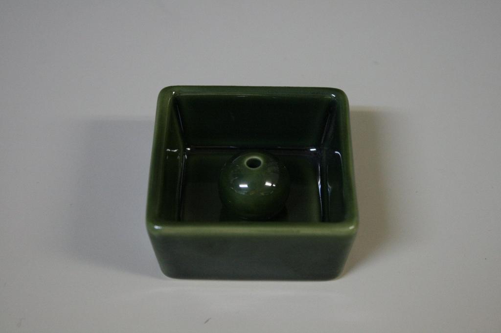 Modern Japanese Oribe Incense Holder, Ceramic Square Bowl, ACSWEBSHOP Original