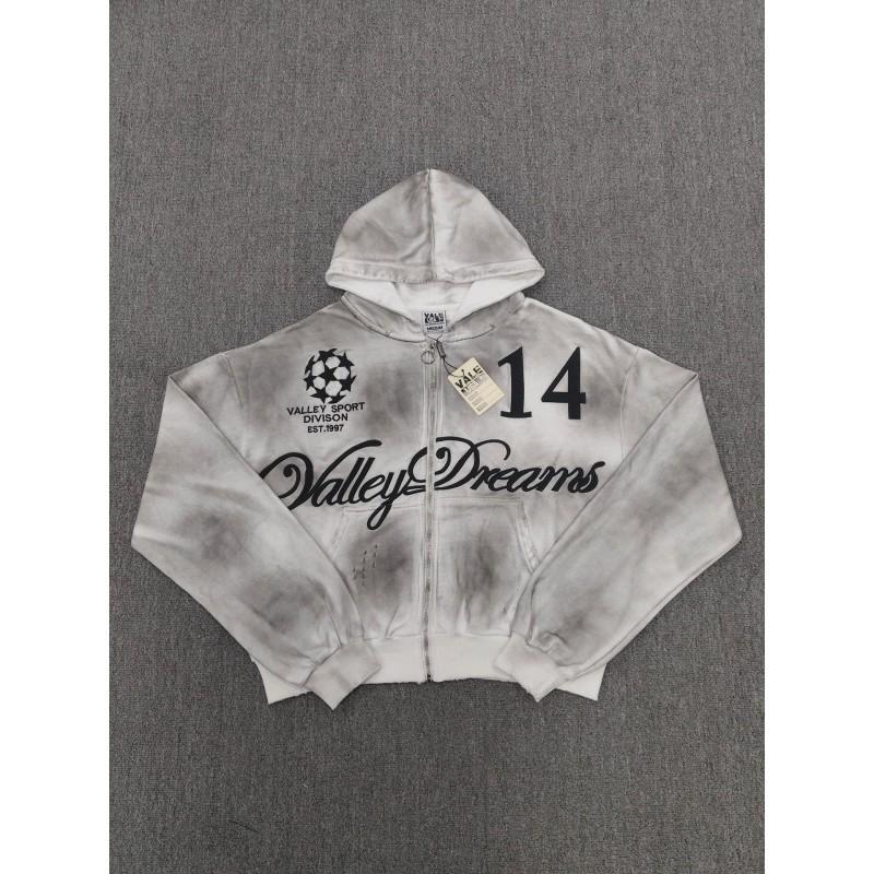 Vale Valley American High Street Hoodie Vintage Washed Loose Fit Graphic Print Sweatshirt Women