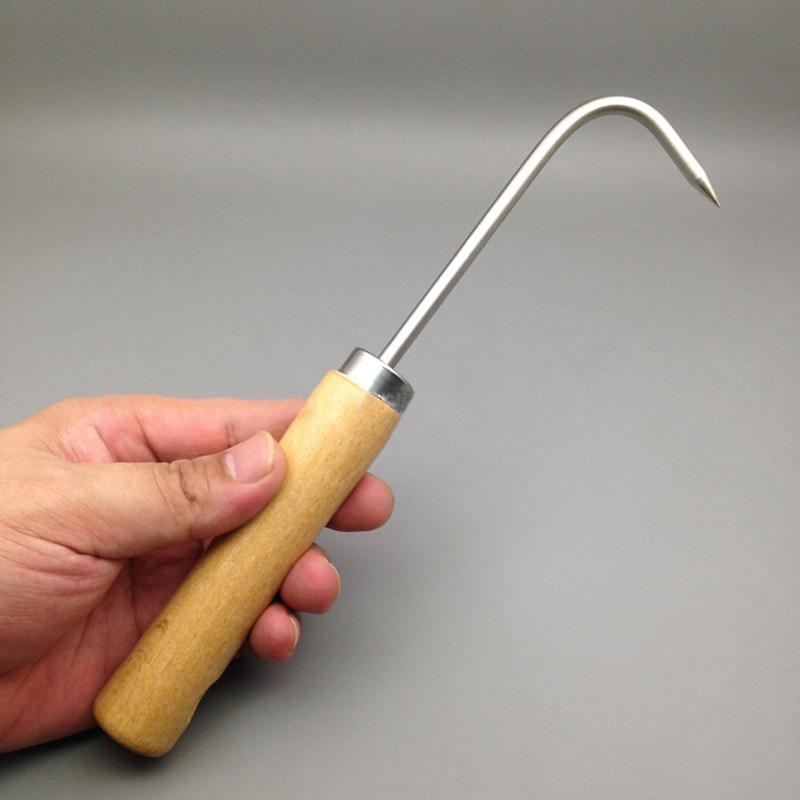 Прочный крючок для инструментов для бонсай из углеродистой стали с деревянной ручкой, прочный крючок для травы, надежный крючок для корней травы