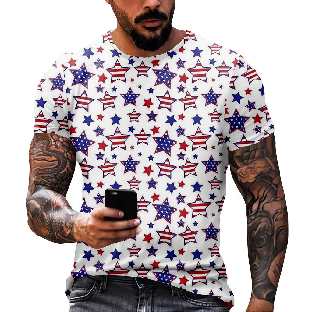 Принт «День независимости» — мужская повседневная футболка с круглым вырезом и короткими рукавами