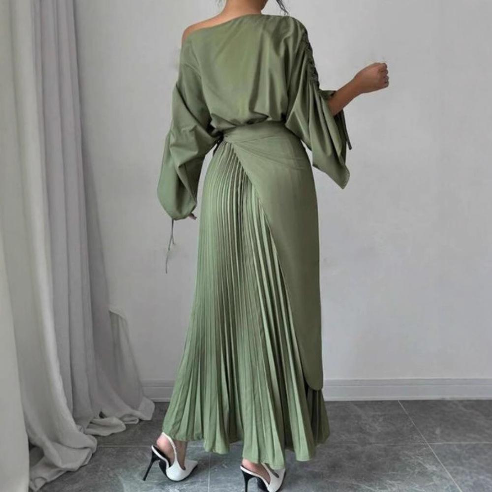 Осенняя и зимняя женская одежда плиссированная маятниковый ремень пояс вечернее платье