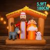 1,8 м Рождественские украшения для двора Надувной рождественский вертеп Декор Святое семейство Осел Ягненок Светодиодная рождественская игрушка-украшение Подарки