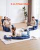 Floor Chair, 5 Adjustable Positions Folding Floor Gaming Chair with Back Support, Armrests, and Cushion, Sturdy Metal Frame with Recycled Foam and