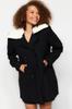 Women's Style Plus Size Black Fur Collar Stitching Coat