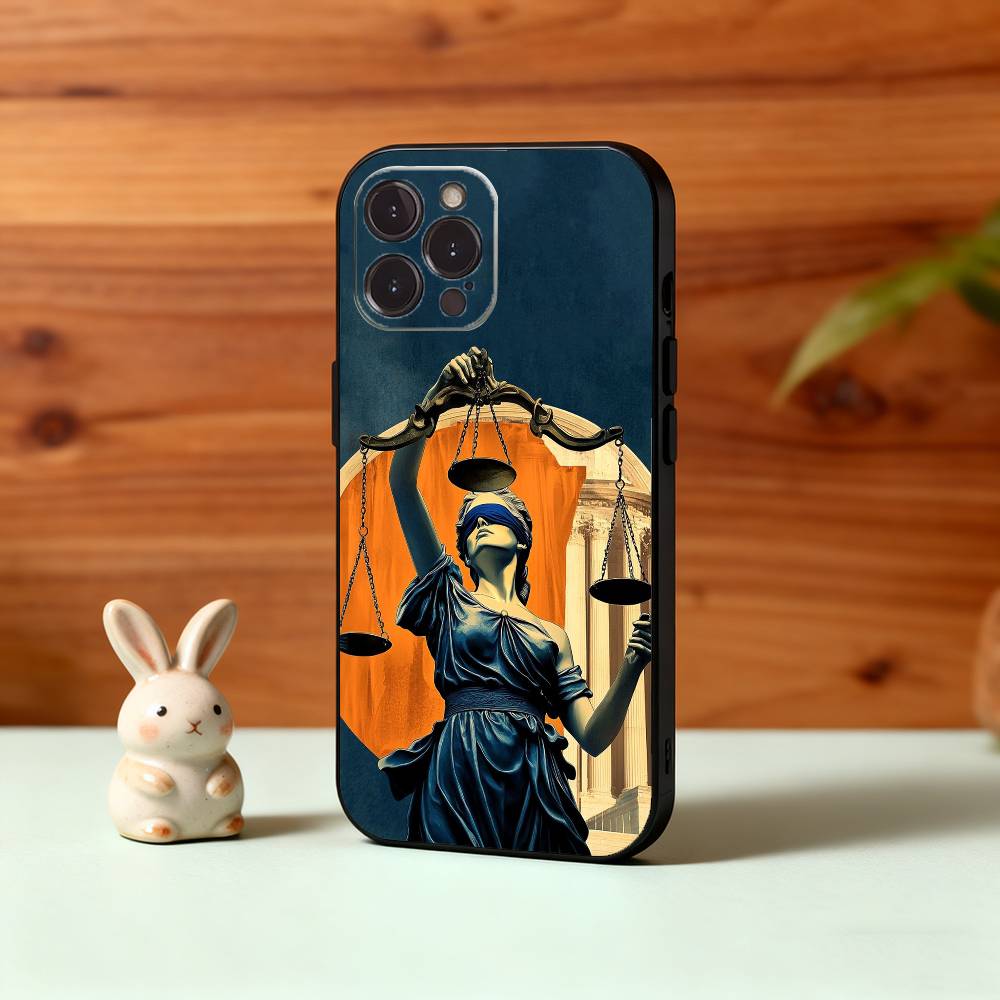 L-Закон L-Адвокат J-Судья J-Справедливость Чехол для телефона для iPhone17,16,15,14,13,12Plus,Pro Max,XS,5G Мягкий Силиконовый Черный Чехол