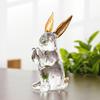 Стеклянная фигурка кролика, прозрачное украшение в виде кролика с окрашенными ушами, коллекционное центральное украшение в виде кролика для стола, весеннее пасхальное украшение
