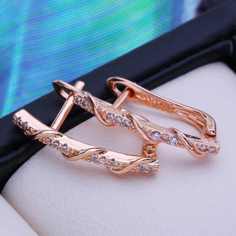 LSOOYH серьги-клипсы цвета розового золота, модные серьги для женщин, серьги-гвоздики с полым цирконием, ювелирные изделия