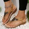 Women's Quality Vintage Wedges Sandals Summer NEW Casual Comfortable Clip Toe Rhinestone Slippers Female Gladiator Shoes