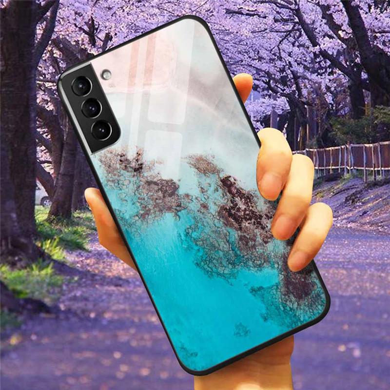 Для Samsung S21 Plus 5G Чехол S 21 Закаленное Стекло Звездный Мраморный Жесткая Задняя Крышка для Samsung Galaxy S21 Ultra Чехлы FE Защитный