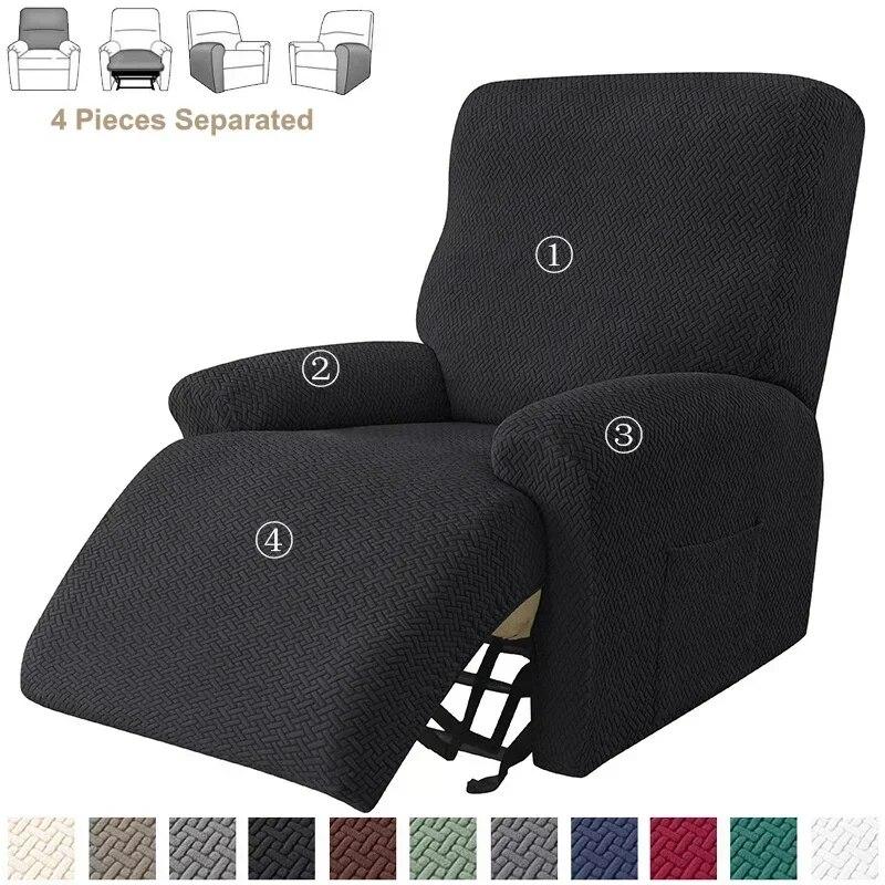 1/2/3 Seater Jacquard Recliner Sofa Cover Stretch Solid Color Armchair Covers Living Room Lazy Boy Couch Slipcovers Funda Sofa