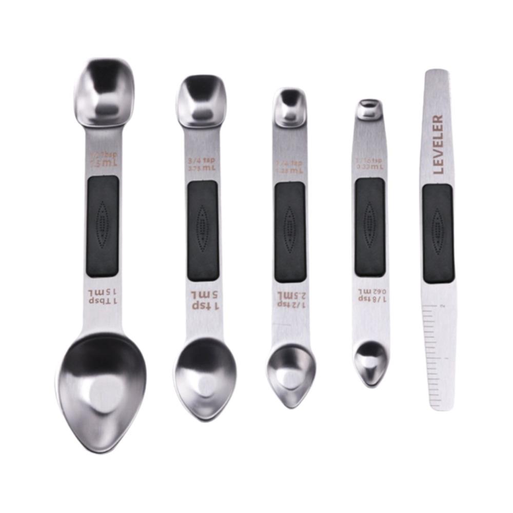5PCS/SET with Leveler Magnetic Measuring Spoon Stainless Steel Seasoning Spoon Coffee Spoon Kitchen