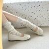 Французские ретро туфли на мягкой подошве серебристые женские туфли лето ladyshoes вечерний бант красные балетки
