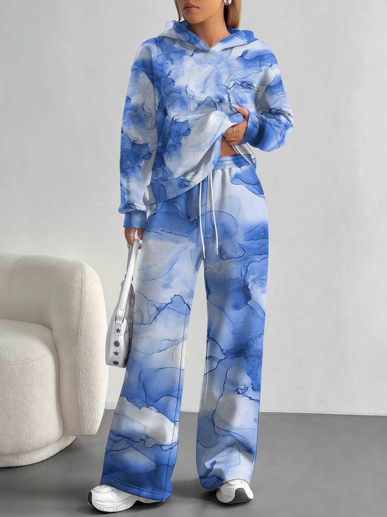 Smudging European And American Autumn And Winter Casual Long-Sleeved Suit Women'S Hooded Sweater Trousers Two-Piece Set