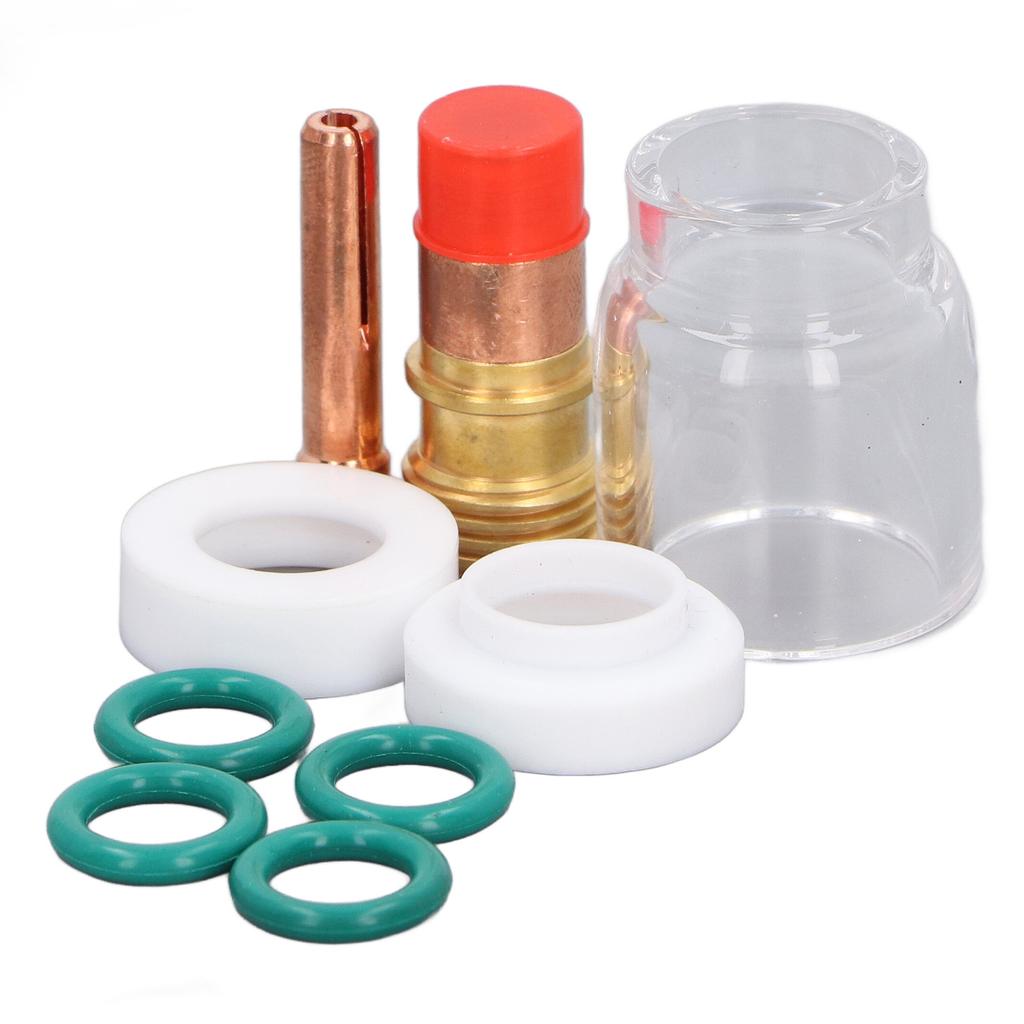 Набор из 9 предметов Аксессуары для TIG-сварочной горелки Цанга Газовая линза Стеклянная чашка Прокладка Уплотнительное кольцо Сварочная горелка