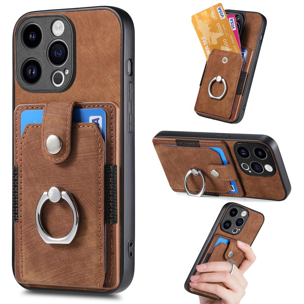 PU Leather Magnetic Card Wallet Ring Holder Phone Case for iPhone 15 14 Plus 13 12 11 Pro XSMAX for Samsung S23 S22 S21 Ultra Plus A05 A14 A54 A13 A53