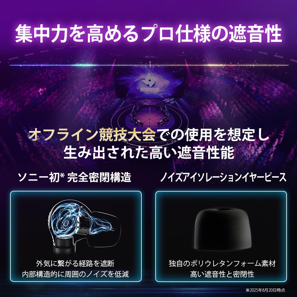 Sony INZONE E9 Gaming ALGS Developed in collaboration with with EQ presets optimized for sound Black Earphones, Black IER-G900 Certified, Fnatic,
