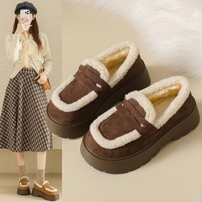 Мао Мао рот хлопковые туфли женские новые зимние на толстой подошве бархатные теплые повседневные студенческие хлопковые туфли