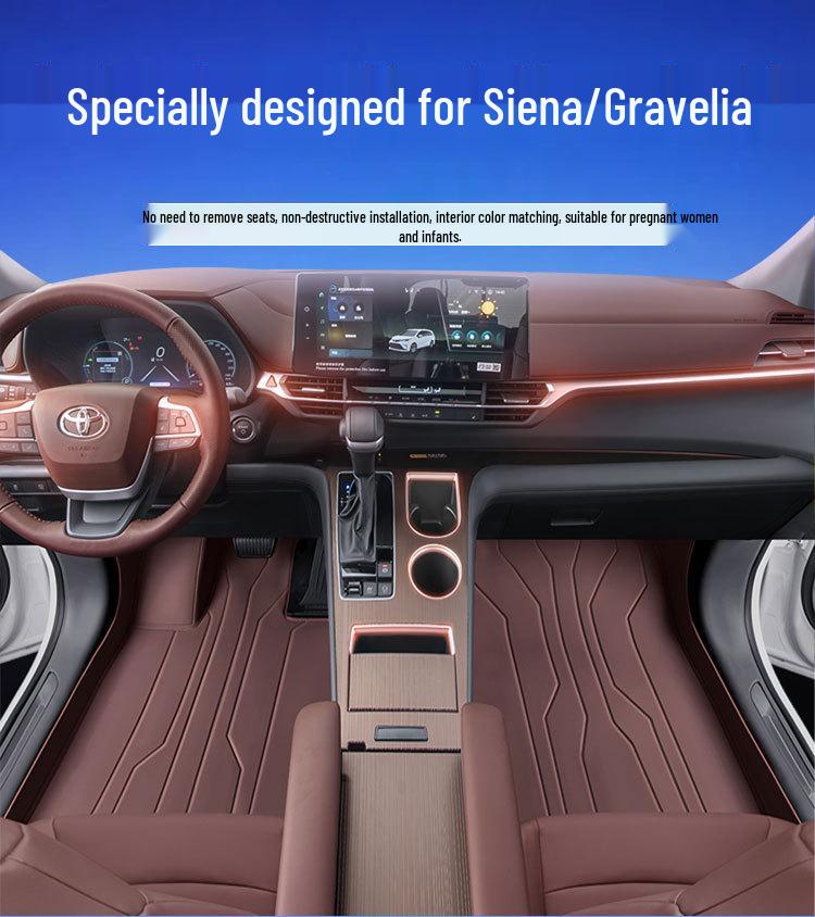 Экологичные без запаха полноразмерные кожаные коврики для пола для Toyota Sienna и Grand Highlander