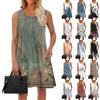 Ladies Fashion Summer Floral Print Dress Loose Beach Vacation Casual Sleeveless Sundress