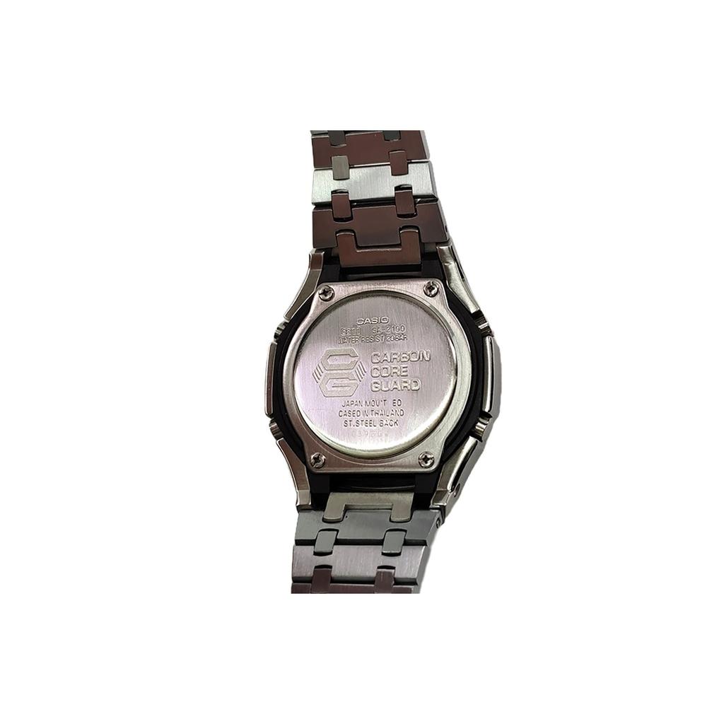 Casio Мужские часы с ЖК-дисплеем и аналоговым двойным дисплеем, серия Black, GA-2100SKE-7A(Watch3--)