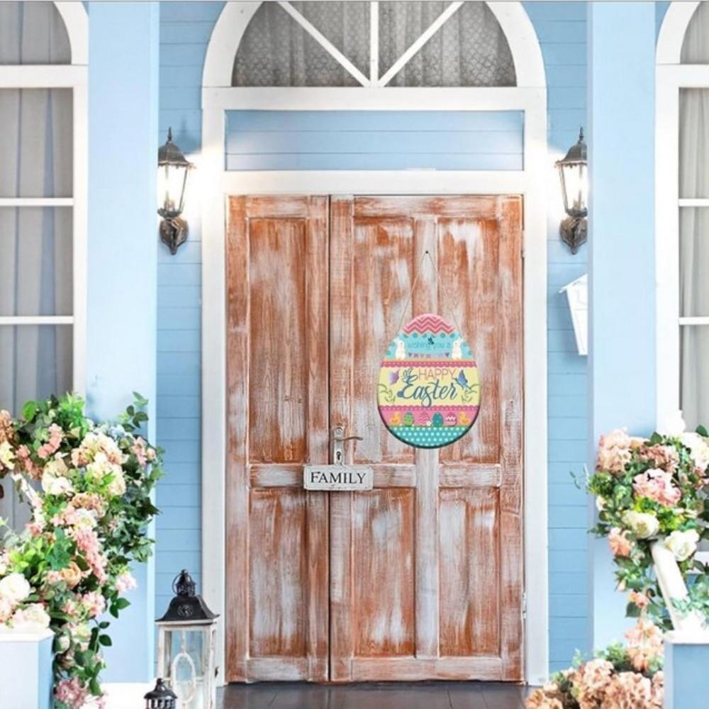 Pendant Welcome Door Sign Decorations Door Plaque Decoration Practical Hanging Easter Bunny Egg