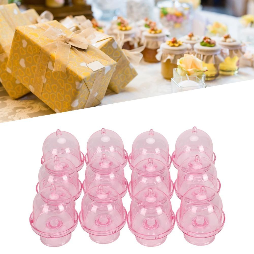 12pcs With Dome Cover Small Cake Display Stand Mini Size Cake Plate With Lid Dessert Tray Tea Party