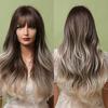 Длинные коричневые до светло-русых волнистые синтетические парики с челкой, парики из натуральных волос для женщин, ежедневные парики из волос, термостойкие